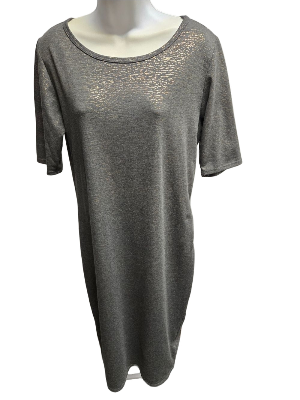LuLaRoe Gray Metallic Midi Dress
